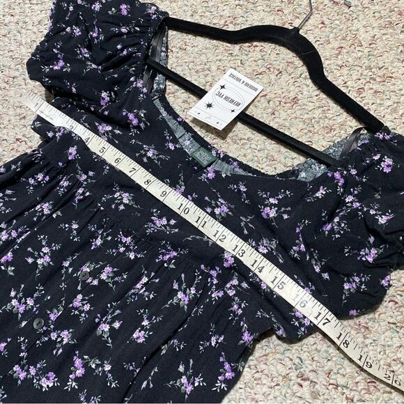 Wild Fable Dainty Floral Rayon Off the Shoulder Button Front Mini Dress Sz Small - Picture 6 of 8